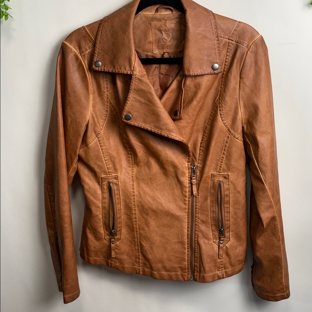 Studio Tan Faux Leather Jacket